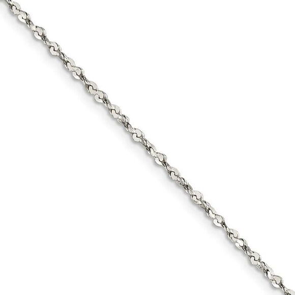 1.8mm Sterling Silver D/C Twisted Solid Serpentine Necklace 18 Inch